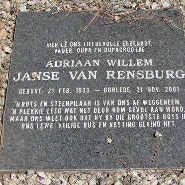 RENSBURG Adriaan Willem, Janse van 1933-2001