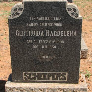 SCHEEPERS Gertruida Magdalena nee du PREEZ 1898-1959