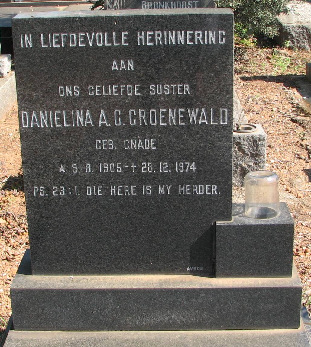 GROENEWALD Danielina A.C. nee GNADE 1905-1974