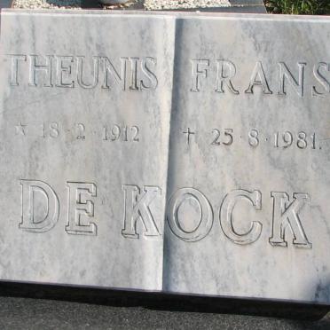 KOCK Theunis Frans, de 1912-1981
