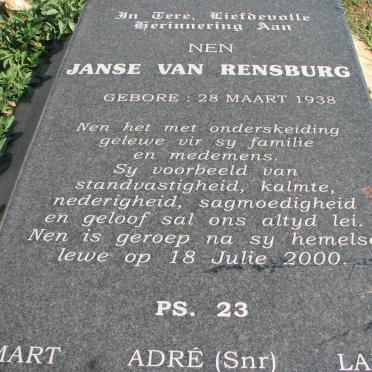 RENSBURG Nen, Janse van 1938-2000