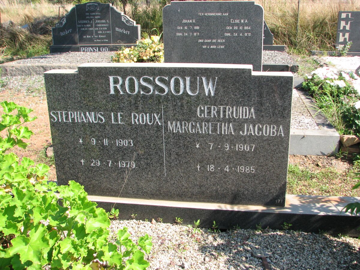 ROSSOUW Stephanus Le Roux 1903-1979 &amp; Gertruida Margaretha Jacoba 1907-1985
