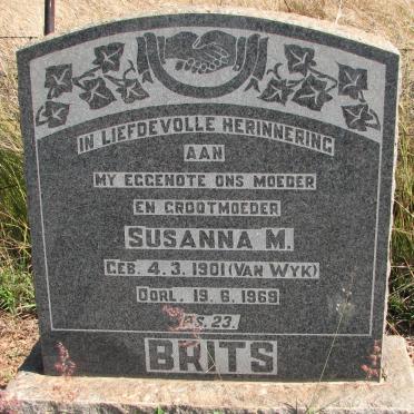BRITS Susanna M. nee van WYK 1901-1969
