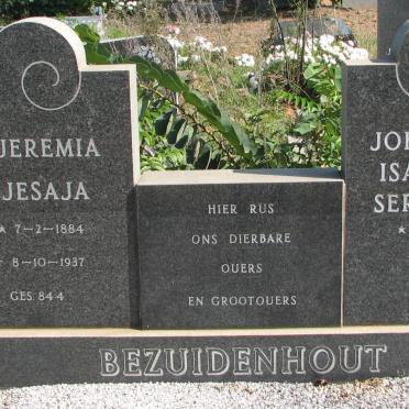 BEZUIDENHOUT Jeremia Jesaja 1884-1937 &amp; Johanna Isabella Serfasina 1889-1982