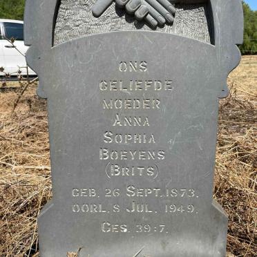 BOEYENS Anna Sophia nee BRITS 1873-1949