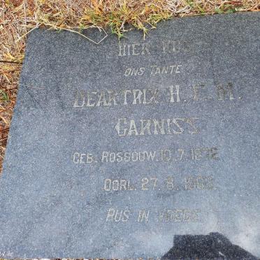 GARNISS Beartrix H.F.M. nee ROSSOUW 1872-1960