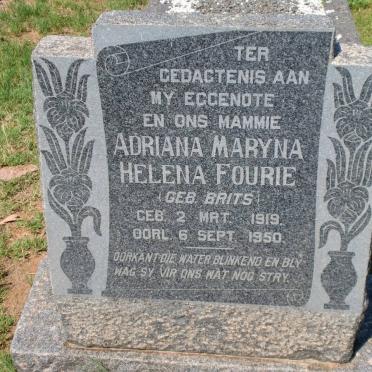 FOURIE Adriana Maryna Helena nee BRITS 1919-1950