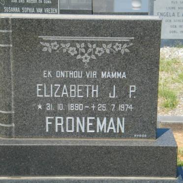 FRONEMAN Elizabeth J.P. 1890-1974
