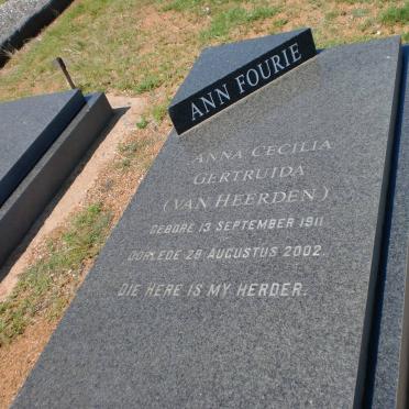 FOURIE Ann Cecilia nee VAN HEERDEN 1911-2002