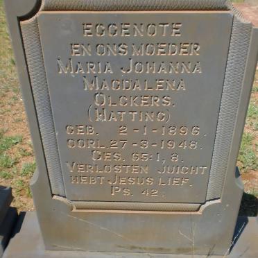 OLCKERS Maria Johanna Magdalena nee HATTING 1896-1948