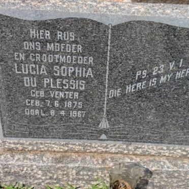 PLESSIS Lucia Sophia, du nee VENTER  1875-1967