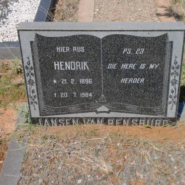 RENSBURG Hendrik, Jansen van 1896-1984