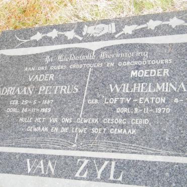 ZYL Adriaan Petrus, van 1887-1969 &amp; Wilhelmina LOFTY-EATON 1897-1970