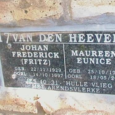 HEEVER Johan Frederick, van den 1929-1997 &amp; Maureen Eunice 1930-2009
