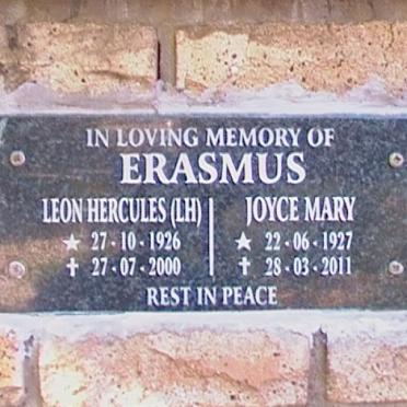 ERASMUS Leon Hercules 1926-2000 &amp; Joyce Mary 1927-2011