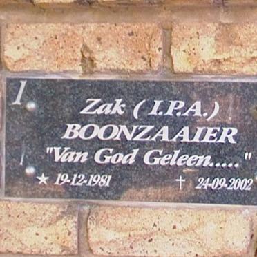 BOONZAAIER I.P.A. 1981-2002