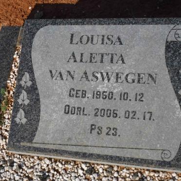 ASWEGEN Louisa Aletta, van 1950-2005
