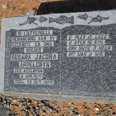 APPELGRYN Susara Jacoba nee ACKERMAN 1871-1949