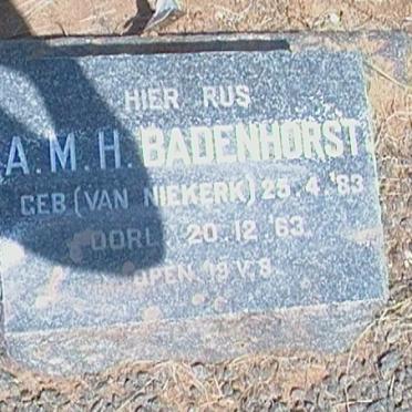 BADENHORST A.M.H. nee VAN NIEKERK 1883-1963