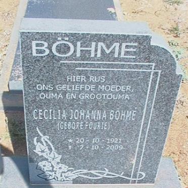 BÖHME Cecilia Johanna nee FOURIE 1921-2009