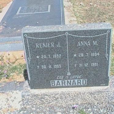 BARNARD Renier J. 1892-1965 &amp; Anna M. 1894-1981