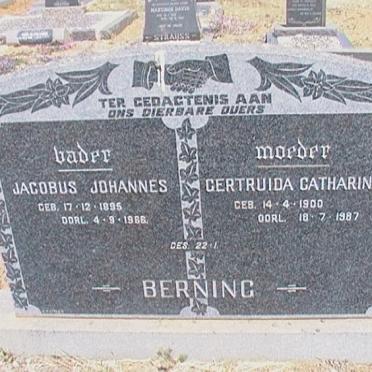 BERNING Jacobus Johannes 1895-1966 &amp; Gertruida Catharina 1900-1987