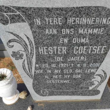 COETSEE Hester nee DE JAGER 1921-2001
