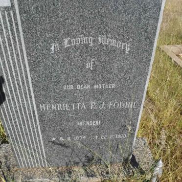 FOURIE Henrietta P.J. nee BENDER 1874-1960