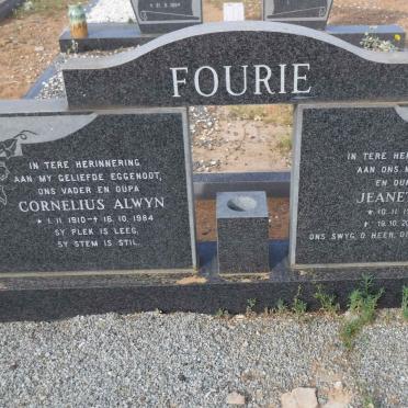 FOURIE Cornelius Alwyn 1910-1984 &amp; Jeanetta 1913-2006