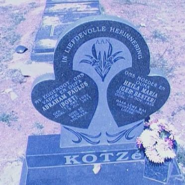 KOTZE Abraham Paulus 1932-2011 &amp; Heila Maria BESTER 193?-