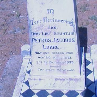 LUBBE Petrus Jacobus 1931-1933