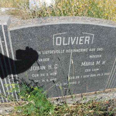 OLIVIER Johan H.C. 1877-1958 &amp; Maria M.W. LOUW 1879-1962