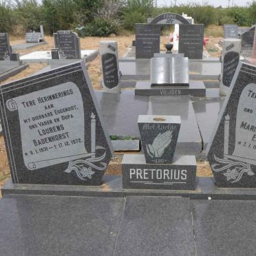 PRETORIUS Lourens Badenhorst 1931-1972 &amp; Maria Magdalena Elizabeth 1934-