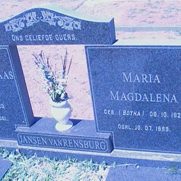 RENSBURG Daniel Nicolaas Hendrik, Jansen van 1920-2001 &amp; Maria Magdalena BOTHA 1927-1999 