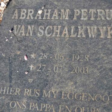 SCHALKWYK Abraham Petrus, van 1928-2003 &amp; Jeanetta Wilhelmina GROVE 1935-