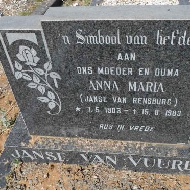 VUUREN Anna Maria, Janse van nee JANSE VAN RENSBURG 1903-1983