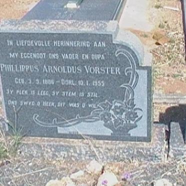 VORSTER Phillippus Arnoldus 18??-1955 &amp; Maria J.C. 1899-1975