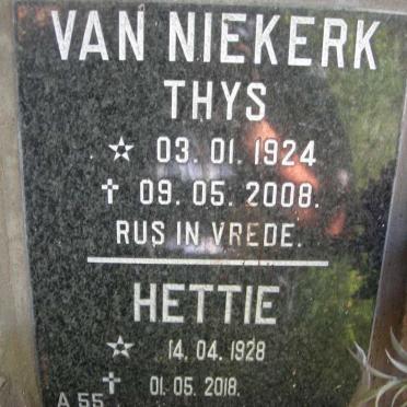 NIEKERK Thys, van 1924-2008 &amp; Hettie 1928-2018