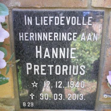PRETORIUS Hannie 1940-2013