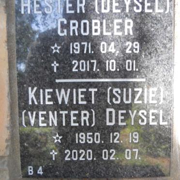 GROBLER Hester nee DEYSEL 1971-2017 :: DEYSEL Suzie nee VENTER 1950-2020
