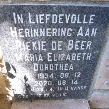 BEER Maria Elizabeth Dorothea, de 1934-2020