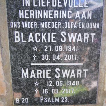 SWART Blackie 1941-2017 &amp; Marie 1948-2017