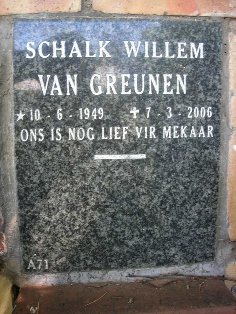 GREUNEN Schalk Willem, van 1949-2006