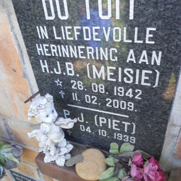 TOIT P.J., du 1939- &amp; H.J.B. 1942-2009