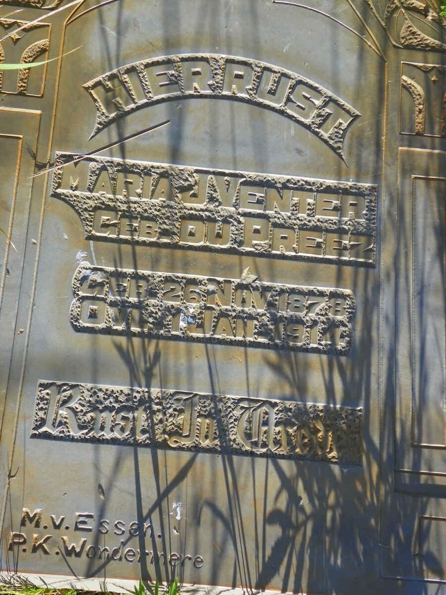 VENTER Maria J. nee DU PREEZ 1878-1914