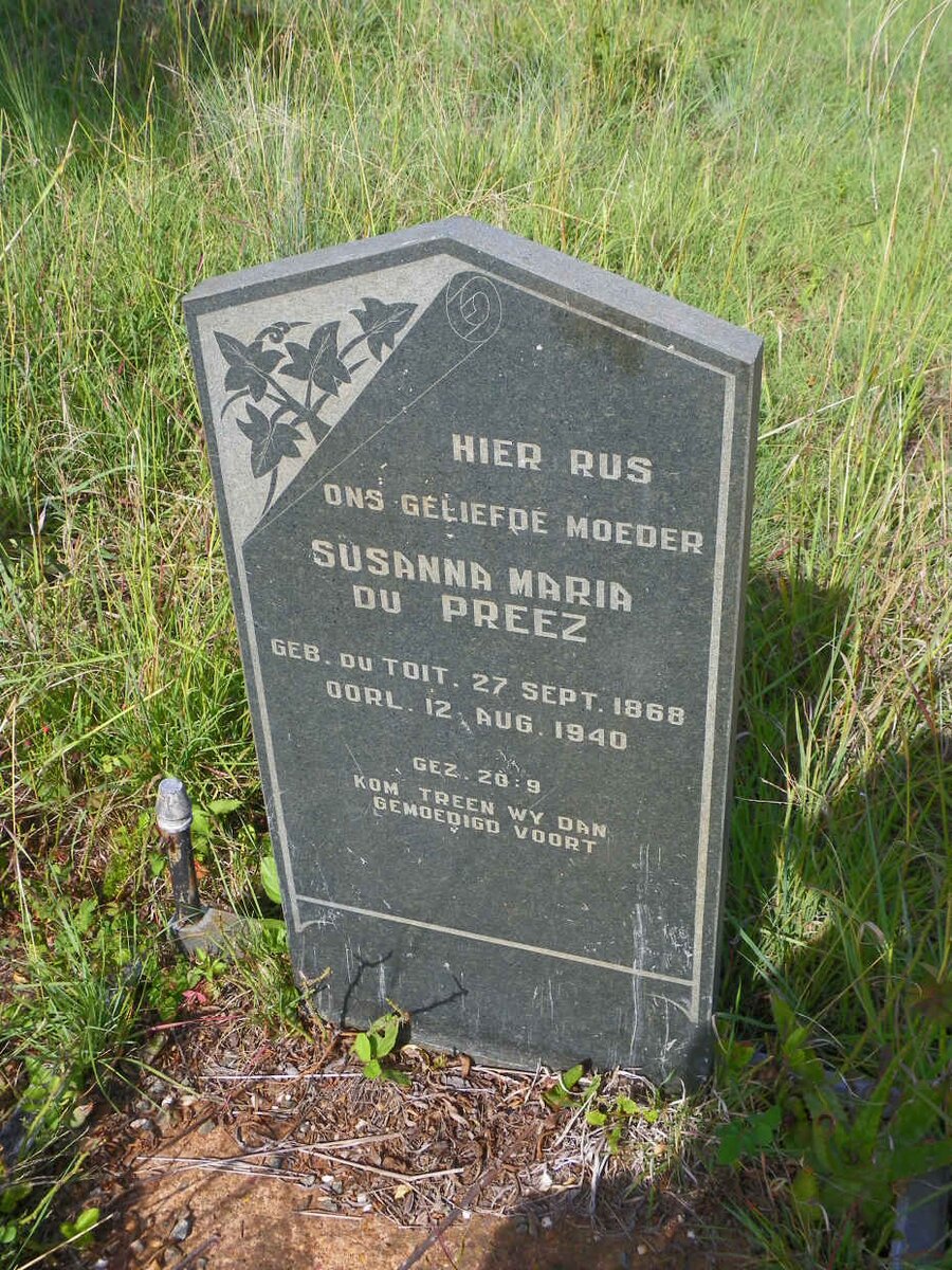 PREEZ Susanna Maria, du nee DU TOIT 1868-1940