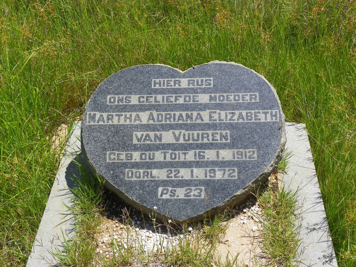 VUUREN Martha Adriana Elizabeth, van nee DU TOIT 1912-1972