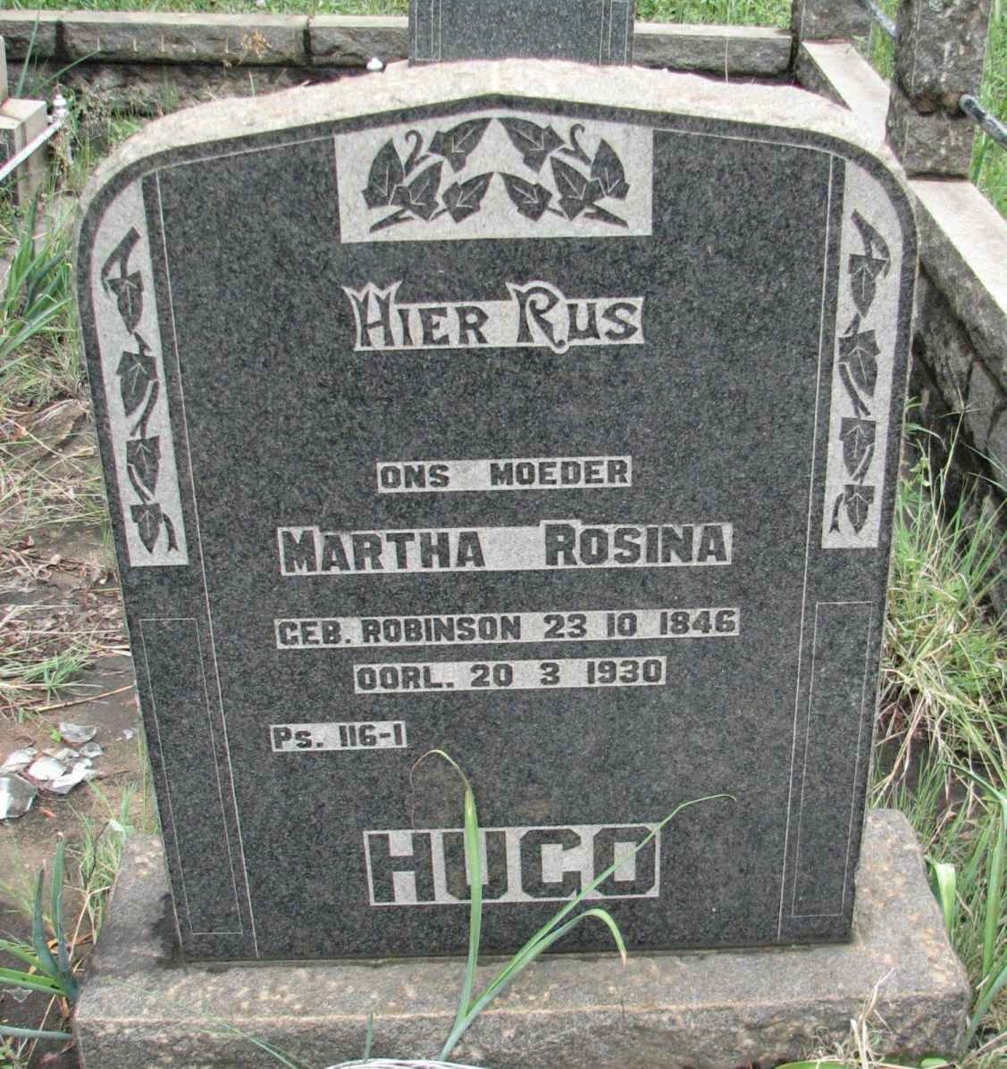 HUGO Martha Rosina nee ROBINSON 1846-1930