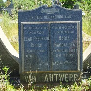 ANTWERP Izak Frederick Georg, van 1883- &amp; Maria Magdalena BRITZ 1893-1959