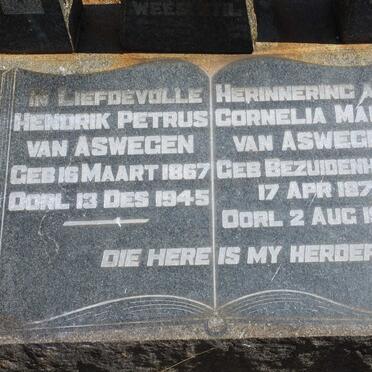 ASWEGEN Hendrik Petrus, van 1867-1945 &amp; Cornelia Maria BEZUIDENHOUT 1873-1946